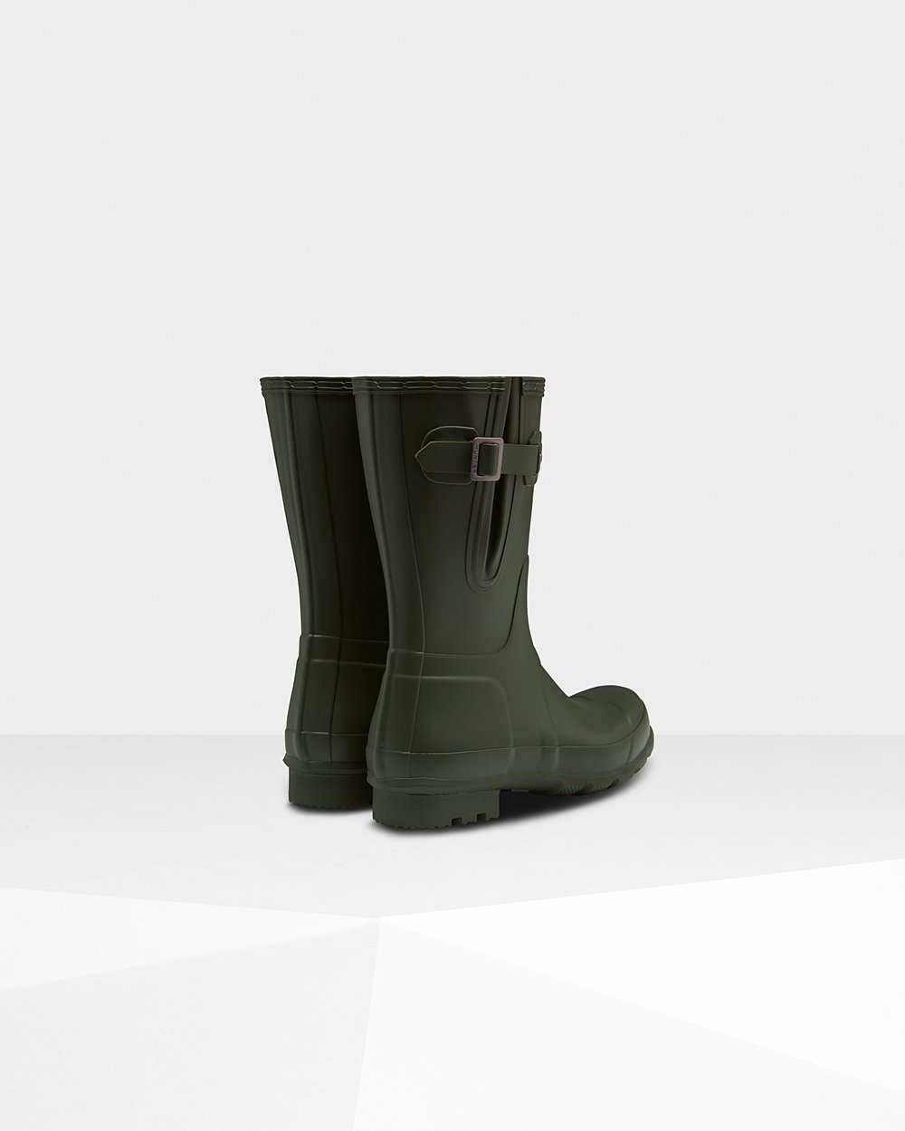 Botas de Lluvia Cortas Hunter Hombre - Original Side Adjustable - Verde Oscuro Oliva - SLUDOKA-01